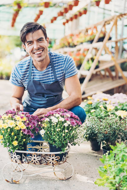 istock Gardener arranging a planter in the garden center 1150301097