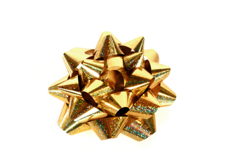 bright gold metallic holiday bow