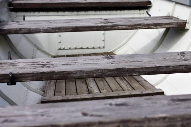 The inside of a wooden boat (Germany, Europe)