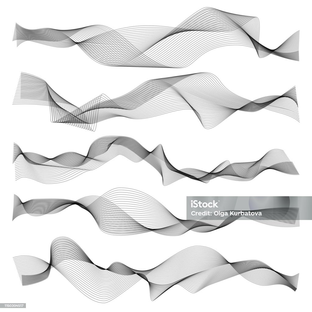 Abstract waves. Graphic line sonic or sound wave elements, wavy texture isolated on white background Abstract waves. Graphic line sonic or sound wave elements, space wavy texture isolated on white background Wave Pattern stock vector