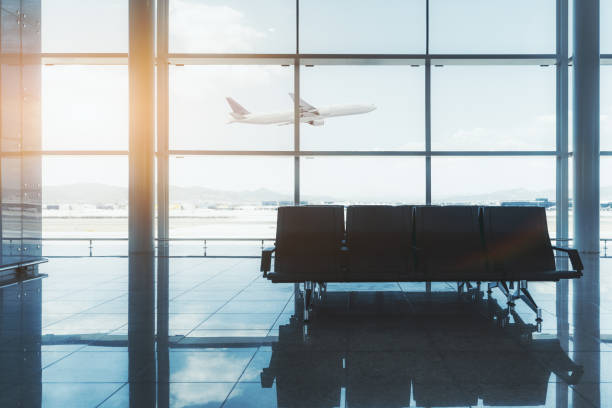 istock An airport waiting hall, airplane 1150306630
