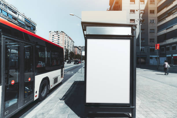 istock Ad poster mockup on the bus stop 1150306747