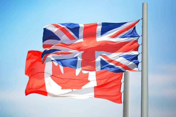 istock Canadian and British flags 1150311055