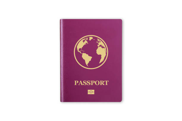 istock Red Realistic International Passport on White 1150311738