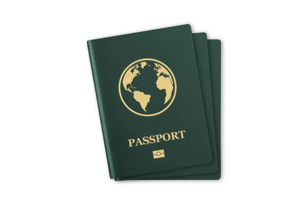 istock Green Realistic International Passport on White 1150312947
