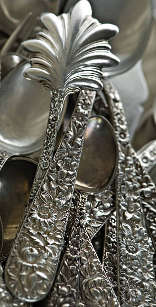 istock Vintage Sterling Silverware from Early 1930s with Elaborate Floral Design 115031936