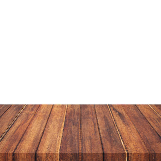 istock Empty wood table on isolate white background and display montage for product. 1150321135