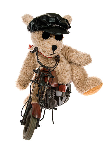 Teddy Bear Biker Stock Photo - Download Image Now - Brown