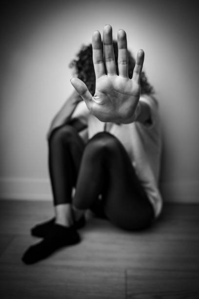 istock Woman showing hand stop 1150324435