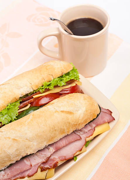 istock dish with sandwiches and a cup of coffee 115032540