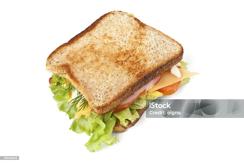 Lechuga de carne, queso y sándwich de huevo con mayonesa - Foto de stock de Bocadillo libre de derechos