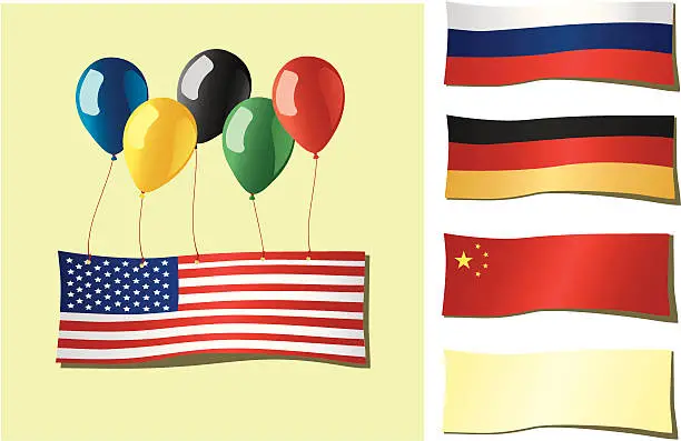 Vector illustration of Flags and Balloons