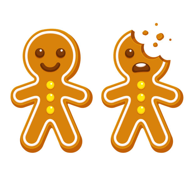 ilustraciones, imágenes clip art, dibujos animados e iconos de stock de galleta de gingerbread man - christmas humor fun art