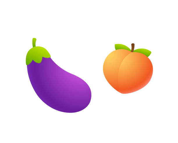 eggplant und pfirsich emoji - sex stock-grafiken, -clipart, -cartoons und -symbole