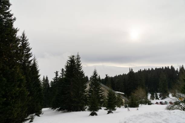 istock Clouds inversion in the town during autumn morning from mountains. 1150333414