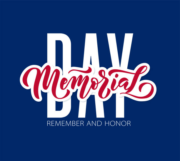 Memorial Day. Remember and honor. Vector illustration Hand drawn text lettering with stars for Memorial Day in USA. Memorial Day. Remember and honor. Vector illustration Hand drawn text lettering with stars for Memorial Day in USA. Script. Calligraphic design for print greetings card, sale banner, poster. Colorful memorial day weekend stock illustrations
