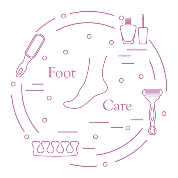 ilustrações de stock, clip art, desenhos animados e ícones de pedicure tools and products for beauty and care. - toenail hair salon cosmetics make up