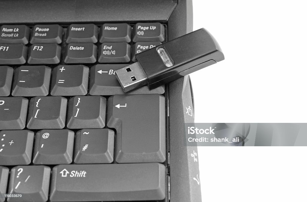 memory stick отдыхать на ноутбуке - Стоковые фото USB-кабель роялти-фри