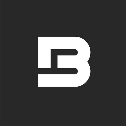 Letter logo B bold monogram style or B4 typography design element, emblem mockup