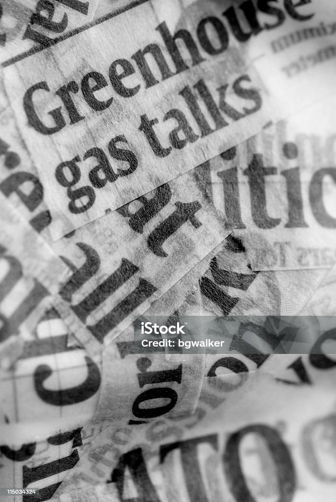 Just Words wet newspaper collage Black And White Stock Photo