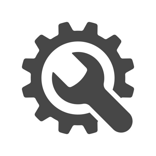ilustrações de stock, clip art, desenhos animados e ícones de service tools icon on white background. vector illustration. - engineering industry gear machine part