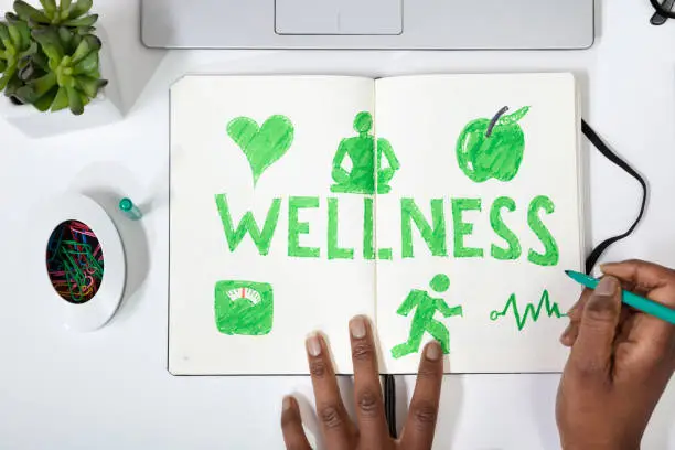 Photo of Human Hand Drawing Wellness Concept