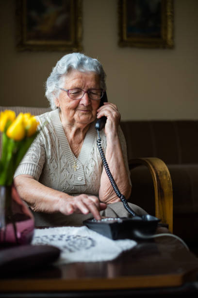 Elderly Woman on the Phone stock photo