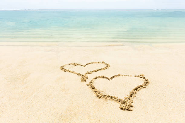 istock Heart Shape Drawn On Sand Near The Seashore 1150346386