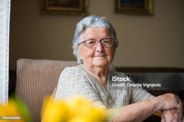 Closeup Portrait Of Happy Senior Woman Portrait Stock Photo - Download Image Now - Senior Adult, Senior Women, Portrait