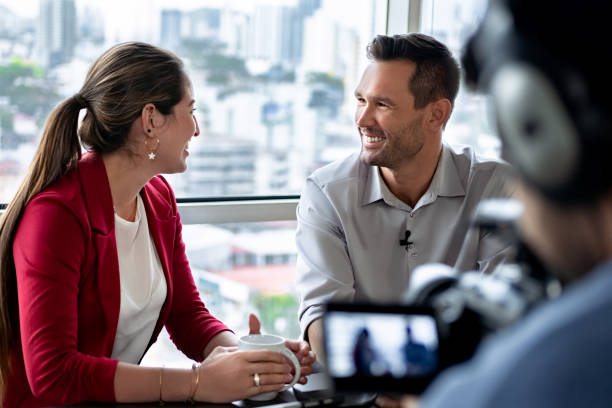 istock Business Man In Office Talking And Smiling During Corporate Interview 1150347064