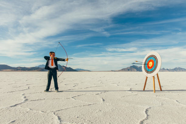 istock Successful Business Boy with Arrows in Target 1150353134