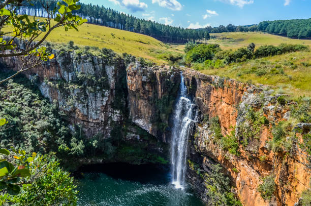 Picturesque green Berlin water falls in Sabie , Graskop in Mpumalanga South Africa Picturesque green Berlin water fall in Sabie , Graskop in Mpumalanga South Africa blyde river canyon stock pictures, royalty-free photos & images