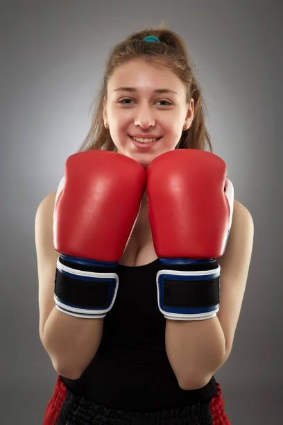 istock Young female kickboxing fighter 1150355122