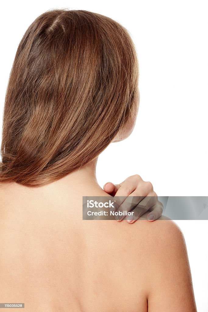 Mulher Massageando a dor nas costas - Foto de stock de Adulto royalty-free