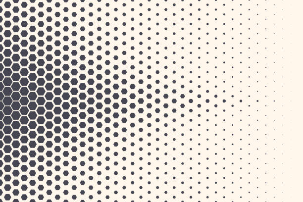 Hexagon Vector Abstract Technology Background Hexagon Vector Abstract Geometric Technology Background. Halftone Hex Retro Simple Pattern. Minimal 80s Style Dynamic Tech Wallpaper conversion sport stock illustrations