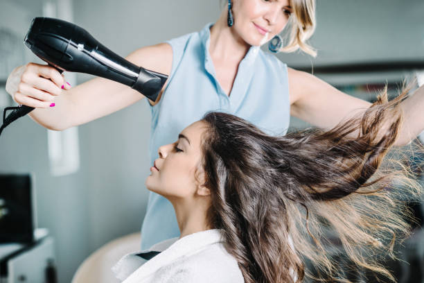 Drying Hair In Hair Salon Stock Photo - Download Image Now - Blow Drying  Hair, Hair Salon, Drying - iStock