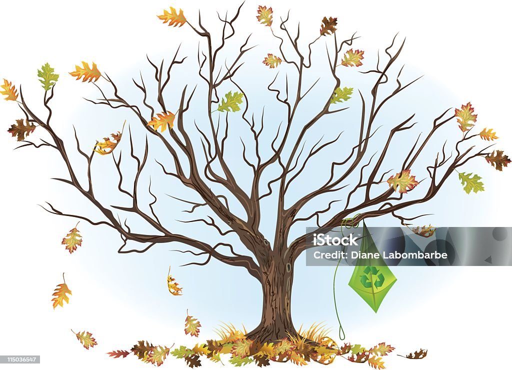 Árvore sem folhagem com Kite - Royalty-free Árvore arte vetorial