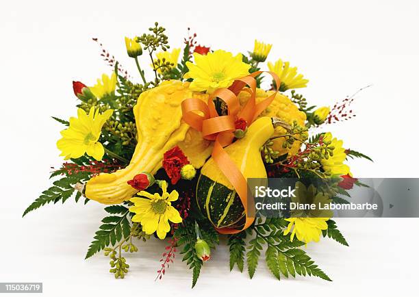 Fall Flowers And Gourds Stock Photo - Download Image Now - Arrangement, Autumn, Color Image