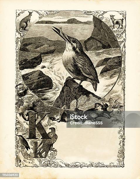 Ilustración de Alfabeto Letras Página y más Vectores Libres de Derechos de Estilo victoriano - Estilo victoriano, Agua, Animal
