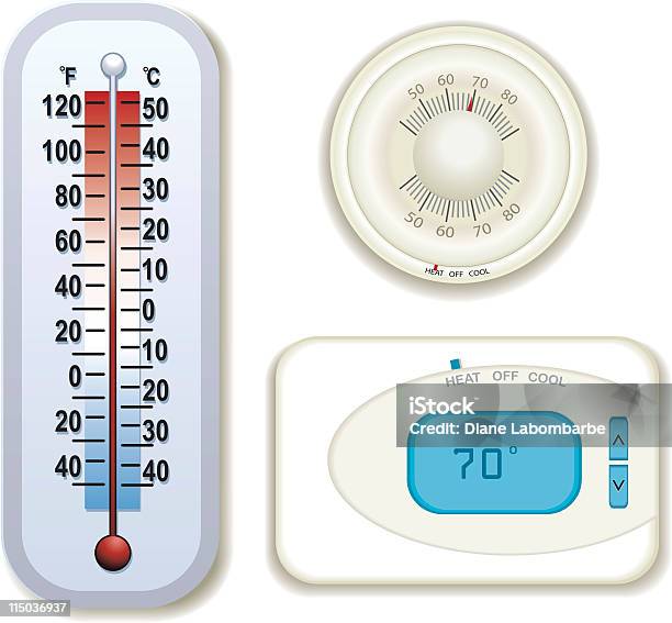 Термостатов И Термометр В Различных Проектов — стоковая векторная графика и другие изображения на тему Без людей - Без людей, Британский, Векторная графика