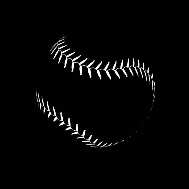ilustrações, clipart, desenhos animados e ícones de ilustração da esfera do laço do basebol símbolo isolado. projeto do esporte do fundo do basebol do vetor - softball seam baseball sport
