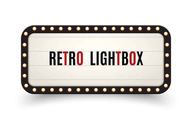 ilustrações de stock, clip art, desenhos animados e ícones de retro lightbox billboard vintage frame. vintage banner light box. cinema or show signboard decoration advertise - lightbox