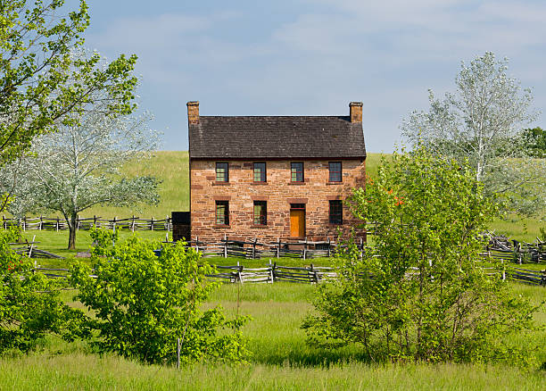 старый каменный дом manassas battlefield - manassas war famous place park стоковы�е фото и изображения