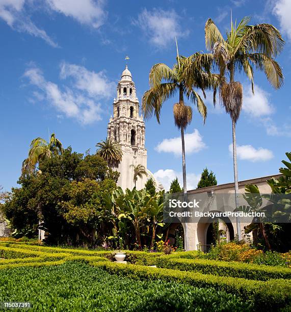California Tower From Alcazar Gardens In Balboa Park Stock Photo - Download Image Now