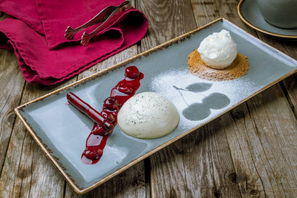 istock Panna cotta with cherry sauce 1150374758