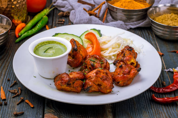 chicken tikka indian food stock photo