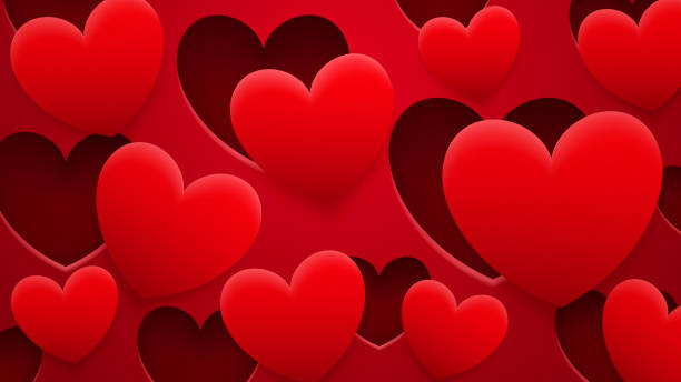 istock Background of holes and hearts with shadows 1150376926