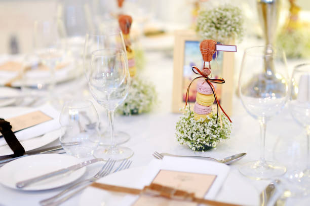 istock Table set for an event party or wedding reception 1150378435