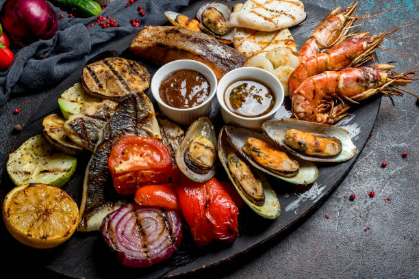 istock Seafood grilled on plate 1150378633