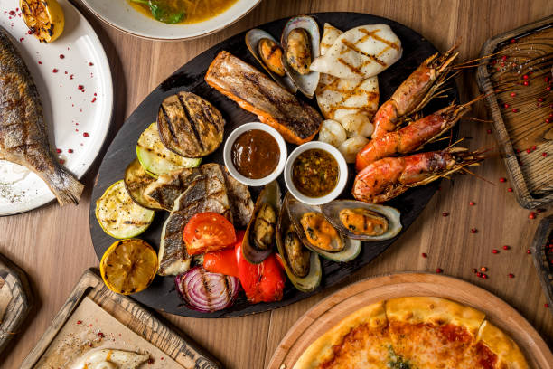 istock Seafood grilled on plate 1150378678